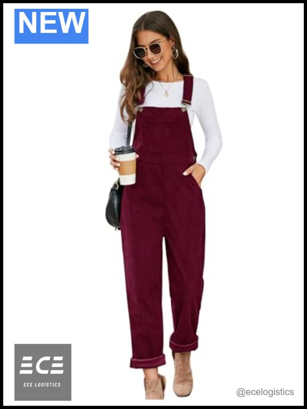 Corduroy Overalls Adjustable Straps Loose Fit Wide Leg Jumpsuit Pockets
